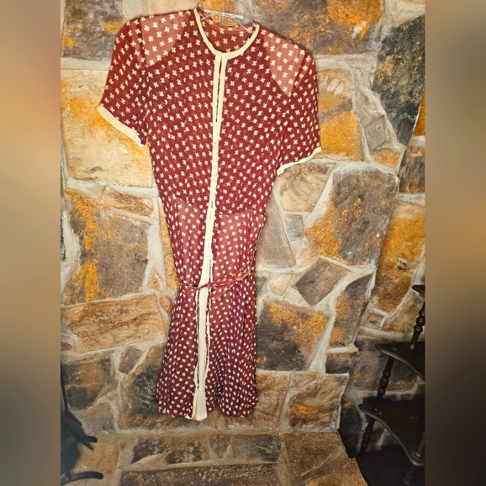 1940s handmade brown dress with belt